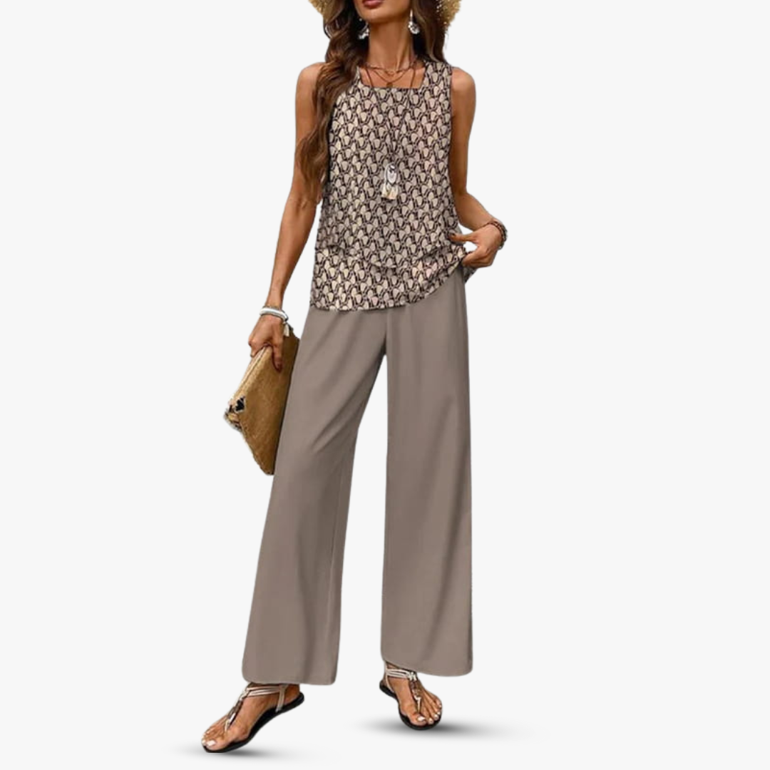 Amara™ - Premium Tvådelad Set med Ärmös Topp och Byxor