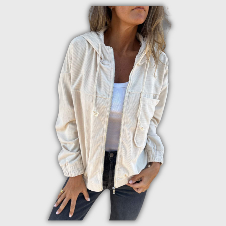 Femke™ - Retro Manchestertyg Jacka med Stil och Huva