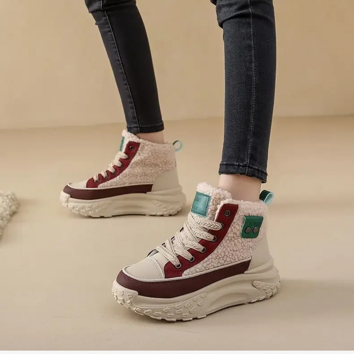 FrostWalk™ – Fodrade Platta Vinterstövlar för Kvinnor med Plyschfoder