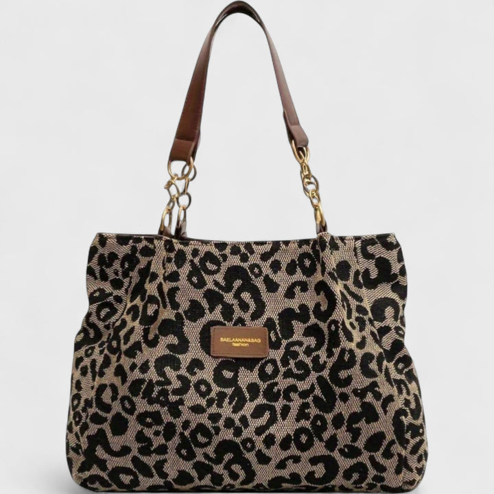 Savari™ - Leopardmönstrad Canvas Shoppingväska