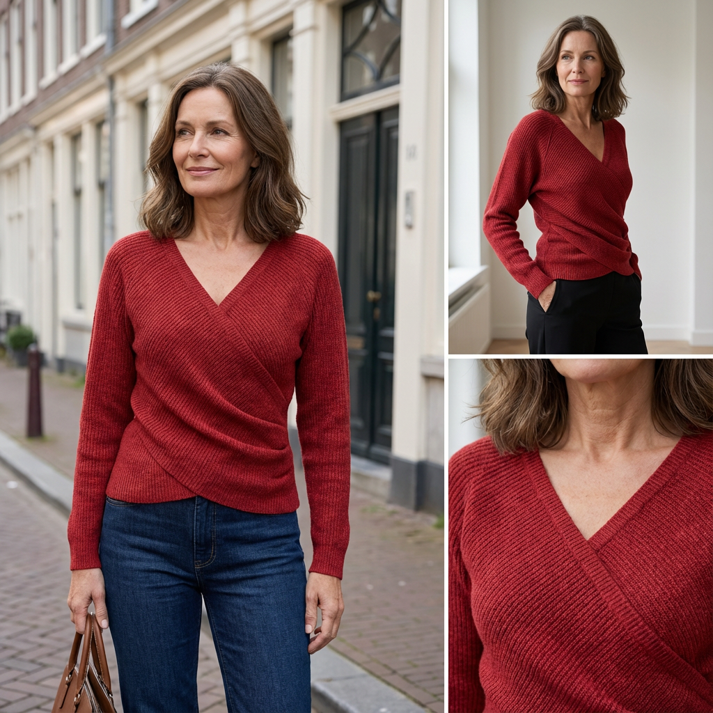 Anette™ - Lyxig Topp med V-ringning och Omlottdesign