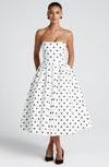 Strapless Dot Print Black White Dress