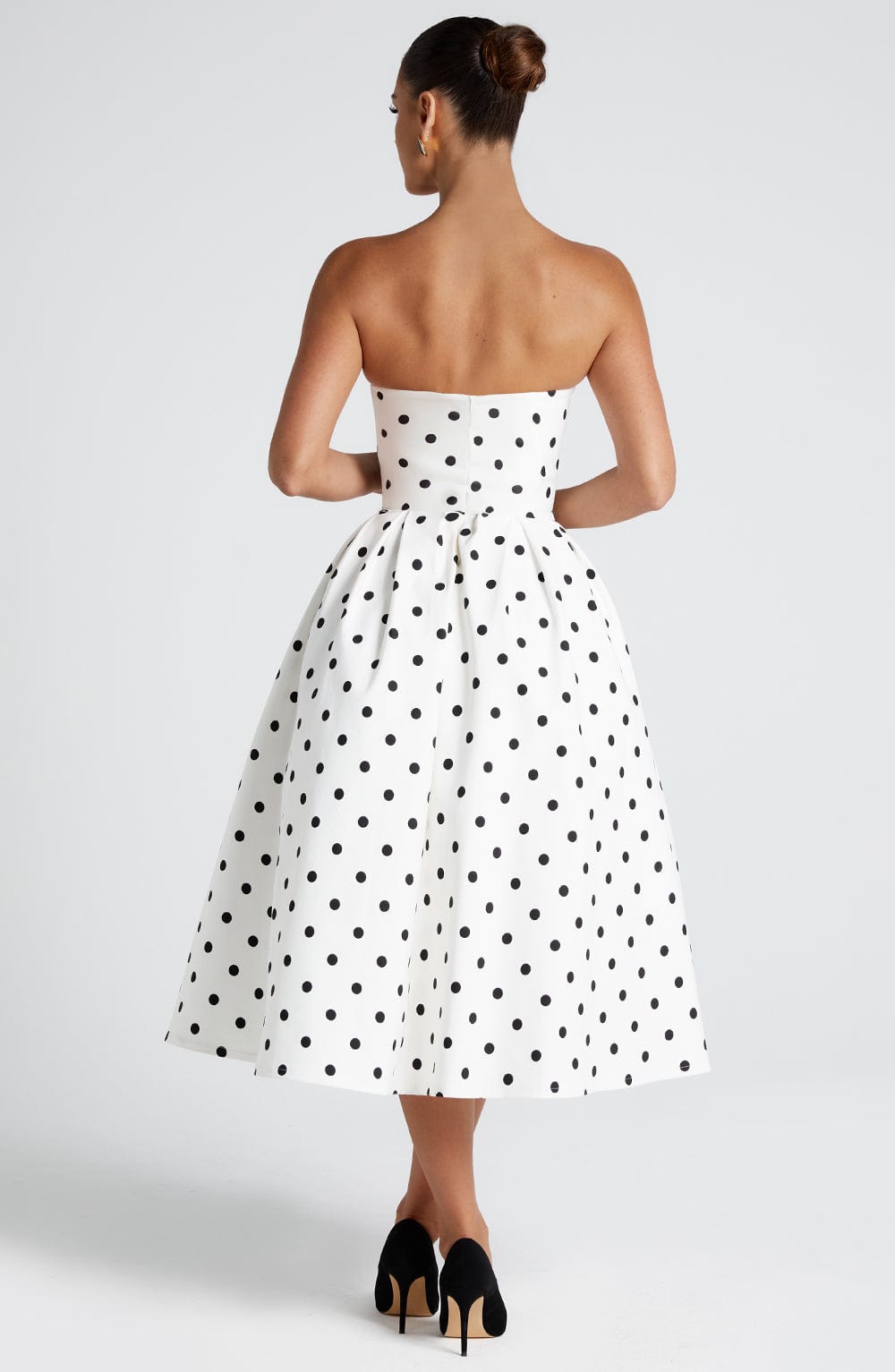 Strapless Dot Print Black White Dress